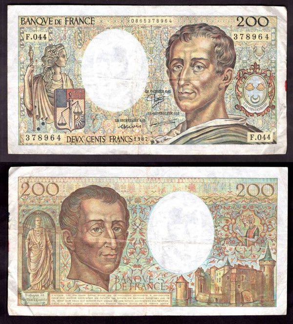 France. 200 Francs 1987  Crisp Good Fine.    dy22194