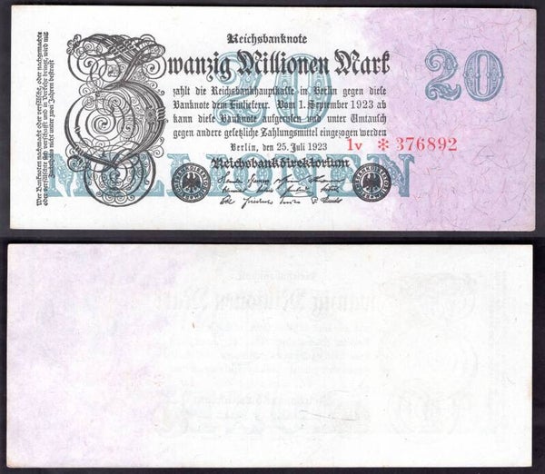 Germany. 20 Million Mark 1923 GEF.  dy22212