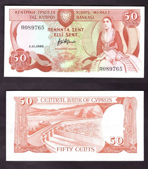Cyprus. 50 Sent 1989 R089765 Crisp F-VF.   dy22215