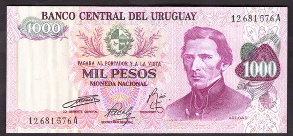 Uruguay. 1,000 Pesos 1970s AU-UNC.  dy22217