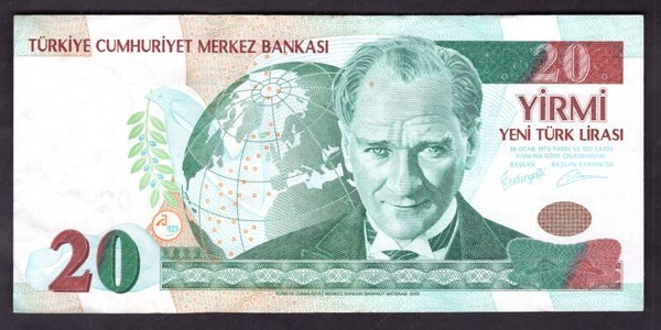 Turkey. 20 Lira 2,000s Crisp NVF.  dy22220