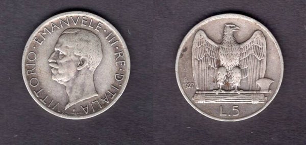 Italy. Five Lire 1927.   dy22245