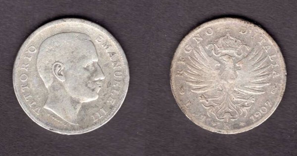 Italy. One Lira 1907.   dy22248