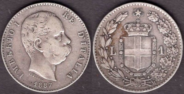 Italy. One Lira 1887M.   dy22250