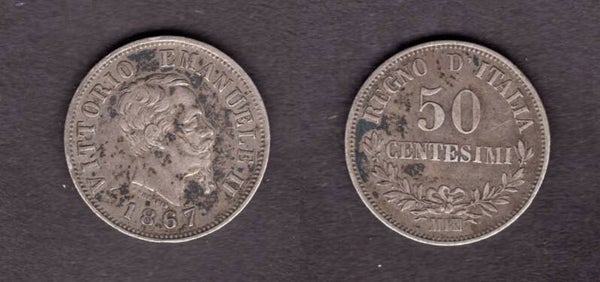 Italy. 50 Centesimi 1867M.   dy22253