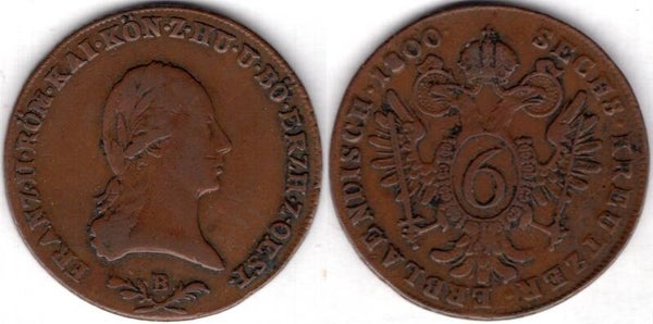 Austria. 6 Kreuzer 1800B.   dy22292