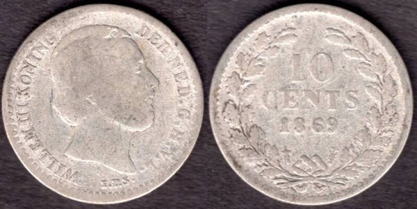 Netherlands. Ten Cents 1869.   dy22305