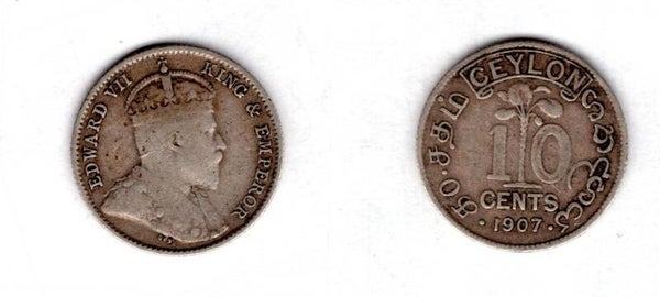 Ceylon. Ten Cents 1907.  dy22342