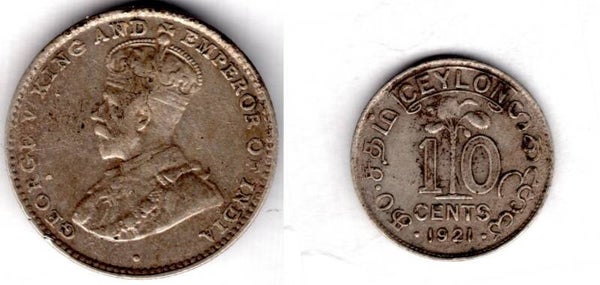 Ceylon. 10 Cents 1921.  dy22344