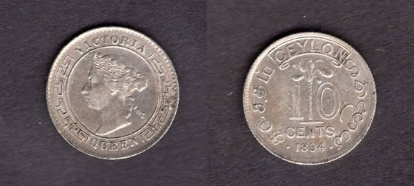 Ceylon. 10 Cents 1894.  dy22348