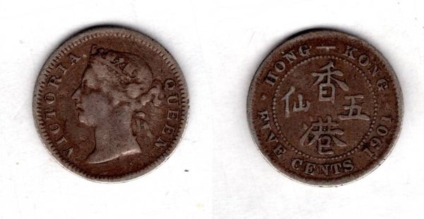Hong Kong. Five Cents 1901  dy22355