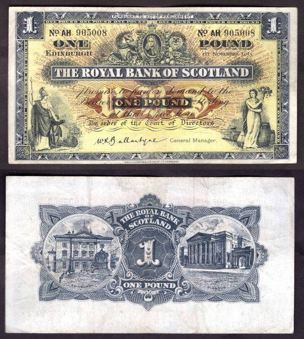 Royal Bank. £1  Nov 1955 VF.  dy22379
