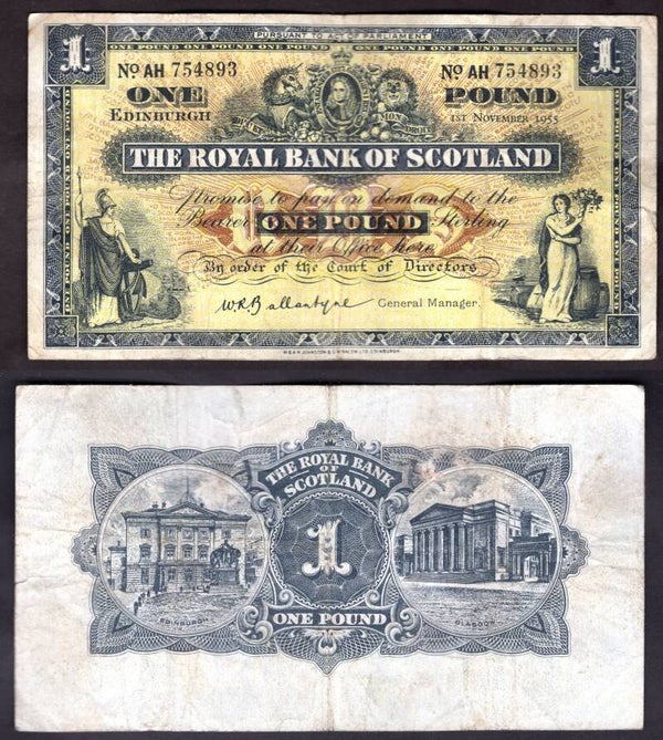 Royal Bank. £1  Nov 1955 GF.  dy22381
