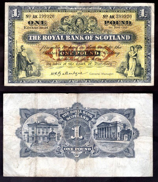 Royal Bank. £1  June 1956 GF.  dy22391