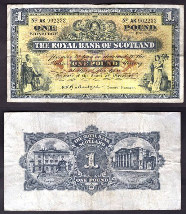 Royal Bank. £1  June 1956 GF.  dy22394