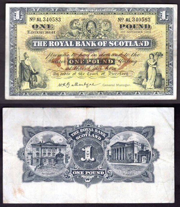 Royal Bank. £1  Sep 1956 Crisp NVF.  dy22397