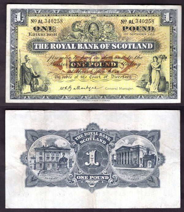 Royal Bank. £1  Sep 1956 VF.  dy22398