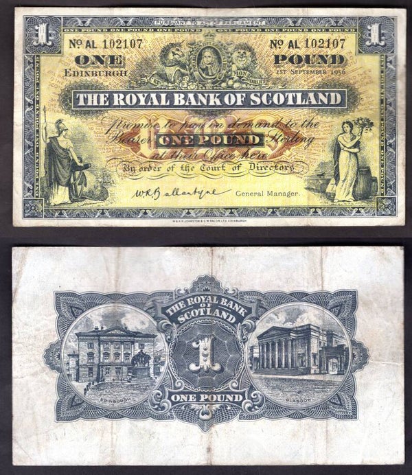 Royal Bank. £1  Sep 1956 GF.  dy22403