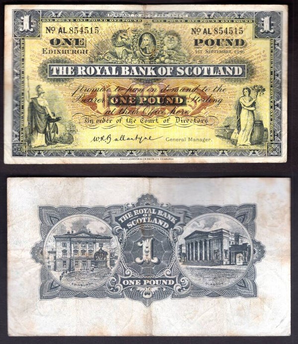 Royal Bank. £1  Sep 1956 GF.  dy22404