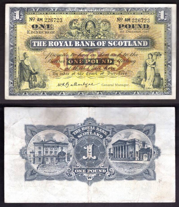 Royal Bank. £1  Dec 1956 Crisp NVF.  dy22407