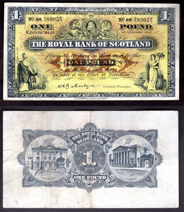 Royal Bank. £1  Dec 1956 VF.  dy22408