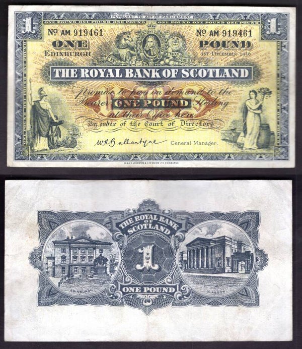 Royal Bank. £1  Dec 1956 VF.  dy22409