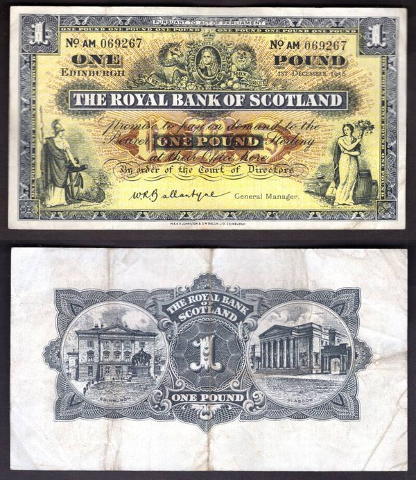 Royal Bank. £1  Dec 1956 NVF.  dy22410