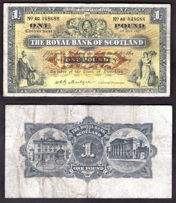Royal Bank. £1  July 1957 VG.  dy22413