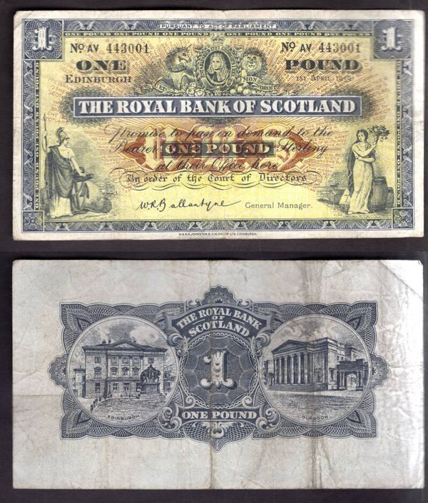 Royal Bank. £1  April 1959 GF.  dy22421