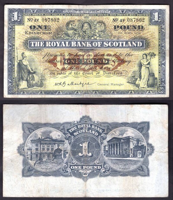 Royal Bank. £1  April 1959 GF.  dy22421