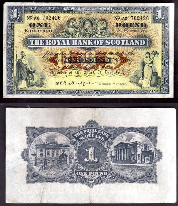 Royal Bank. £1  Nov 1959 GF+.  dy22424