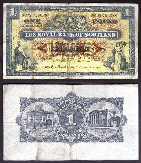 Royal Bank. £1  April 1959 Fine.  dy22427