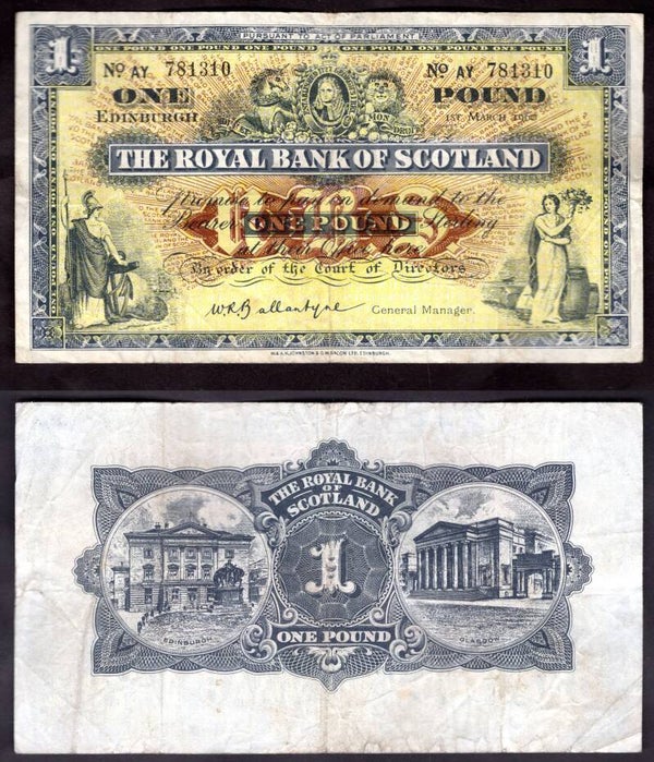 Royal Bank. £1  March 1960  F-VF.  dy22433