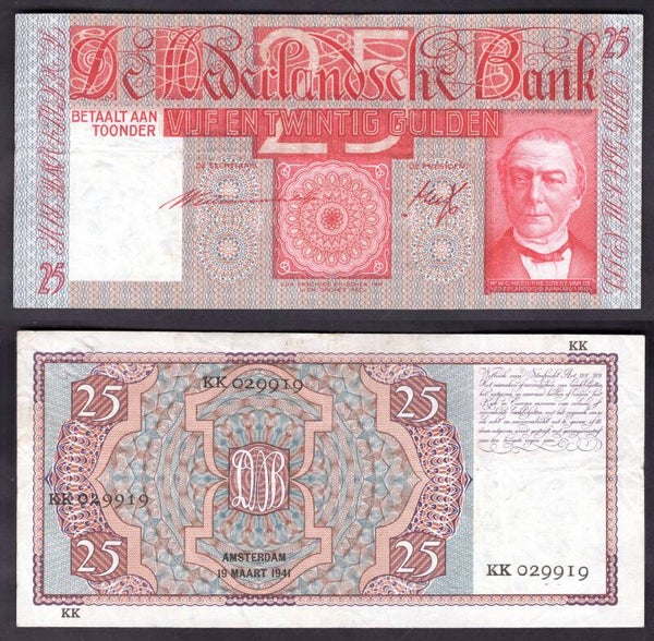 Netherlands. 25 Guilders 19-3-1941 F-VF.  dy22490