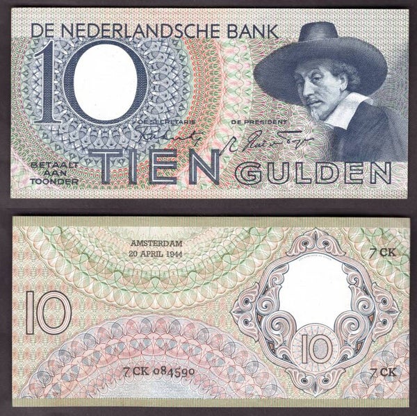 Netherlands. Ten Guilders 1944 Crisp VF.  dy22495