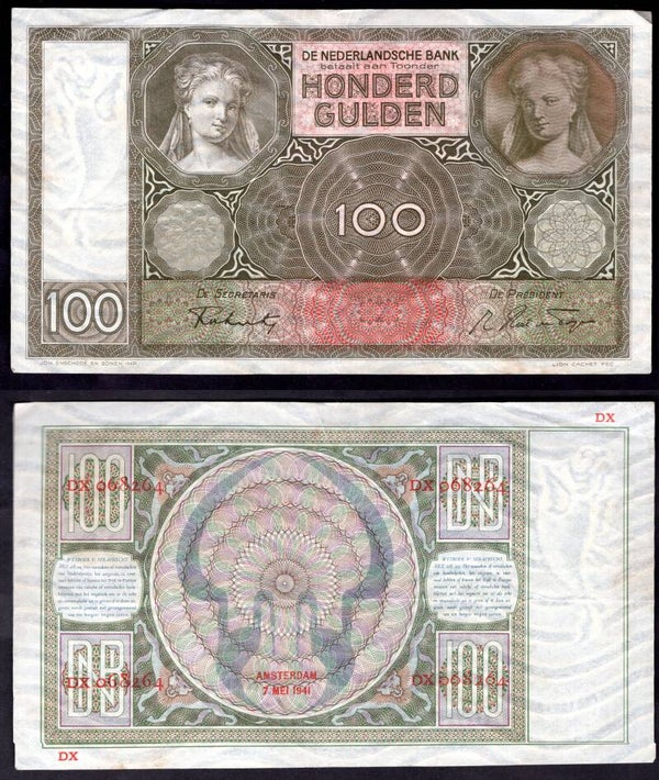 Netherlands. 100 Guilders 7-5-1941 Crisp VF.  dy22503