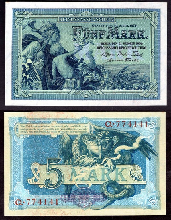 Germany. Five Mark 1904 AU+.  dy22526