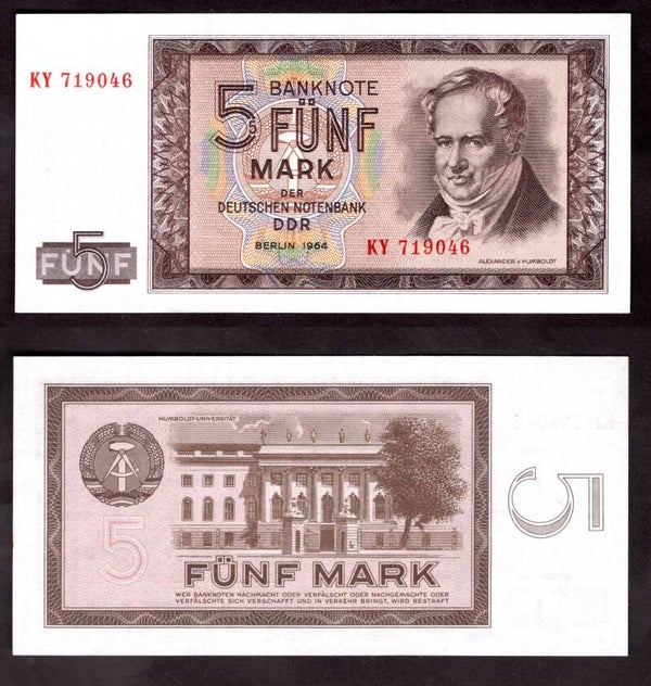 Germany East. Five Mark 1964 AU-UNC.  dy22528