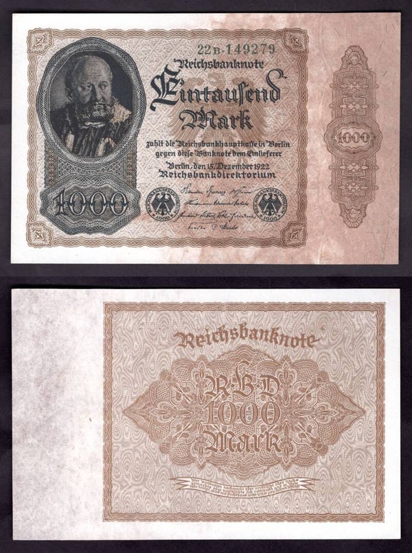 Germany. 1,000 Mark 1922 NEF.  dy22531