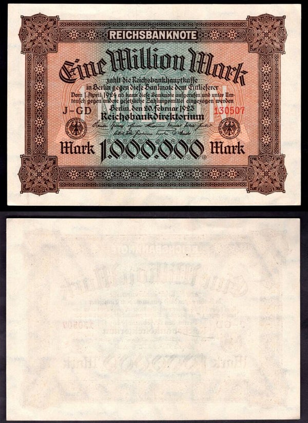 Germany. One Million Mark Feb 1923 NEF.  dy22544