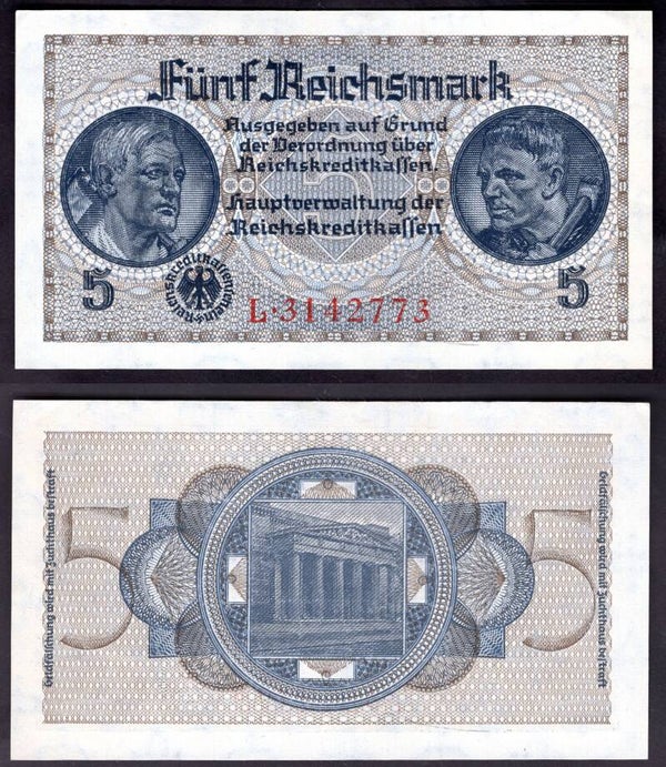 Germany. Five Reichsmark (1940-45) AU.  dy22546