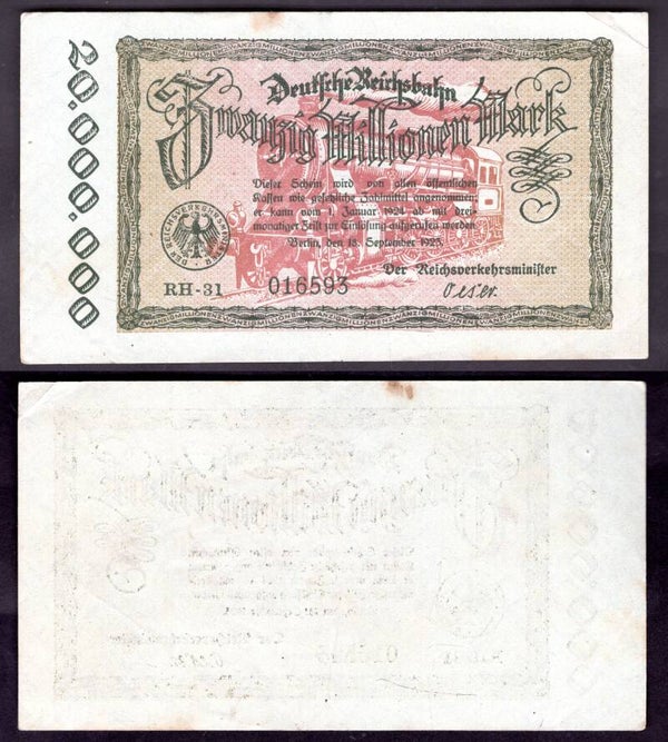 Germany. Railway 20,000,000 Mark 1923 GVF.  dy22558