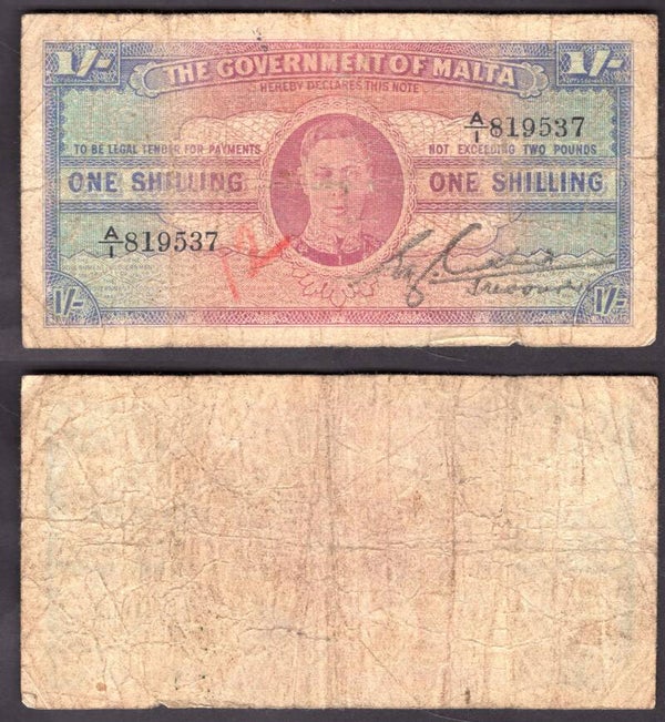 Malta. One Shilling (1942) Good.  dy22579