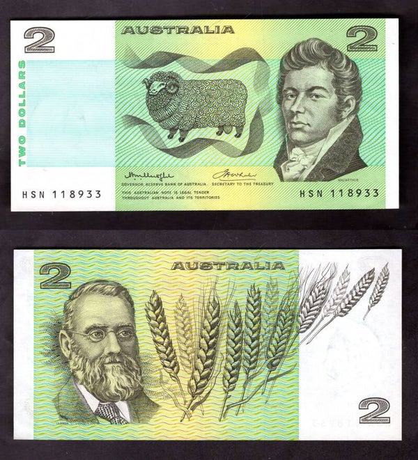 Australia. Two Dollars Knight-Wheeler (1976) F-VF.   dy22582