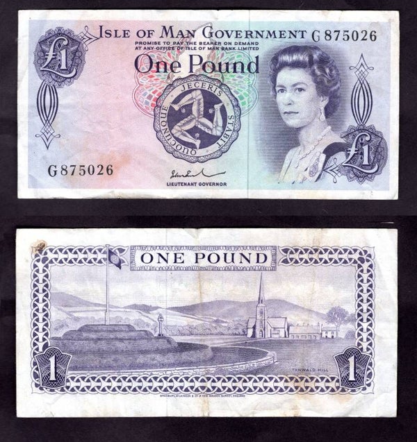 Isle of Man. £1 1970s John Paul G875026 VG.   dy22635