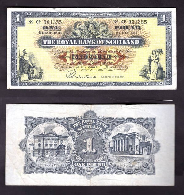 Royal Bank of Scotland. £1 1966 CP 901355 Crisp VF.   dy22638