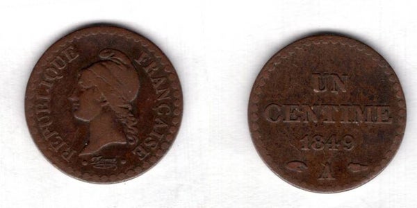 France. One Centime 1849A.   dy22644
