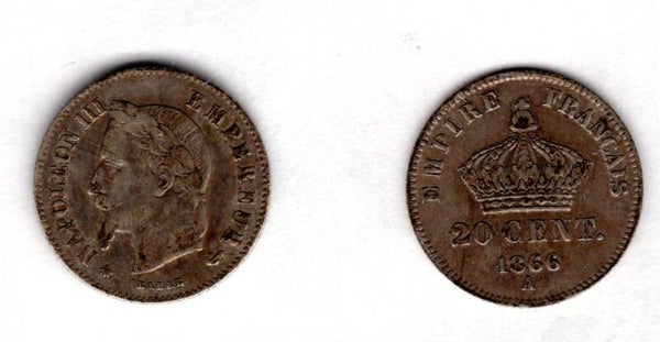 France. 20 Centimes 1866A.   dy22645