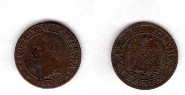 France. One Centime 1862BB.   dy22647