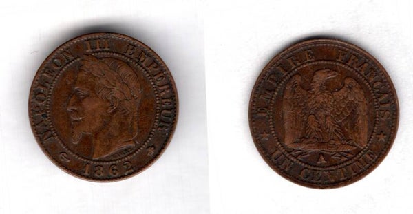France. One Centime 1862A.   dy22649